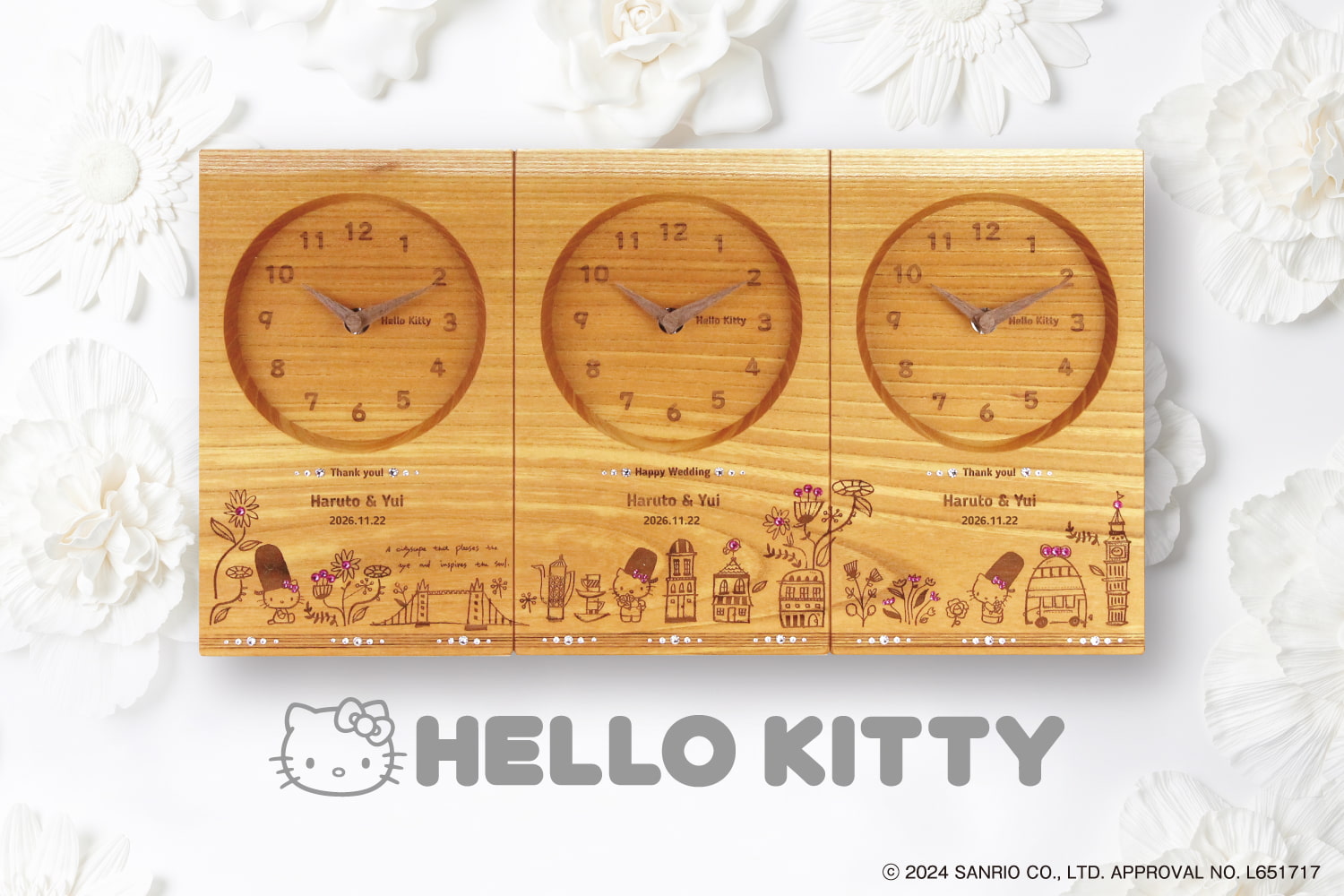 【sanrio characters】大人のキティちゃんが幸せを届ける三連時計。