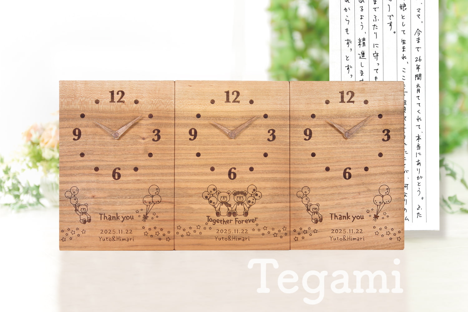 【Tegami】感謝の想いを手紙に託して…サプライズも楽しい三連時計。
